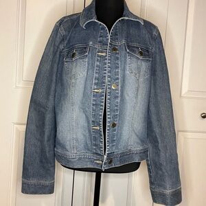 Ann Taylor Loft Stretch Denim Medium Wash Blue Jean Jacket, Denim,  Size 8